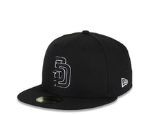 Load image into Gallery viewer, San Diego Padres New Era MLB 59FIFTY 5950 Fitted Cap Hat Black Crown/Visor Black/White Logo Black UV
