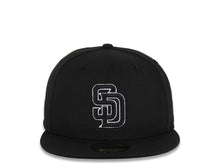 Load image into Gallery viewer, San Diego Padres New Era MLB 59FIFTY 5950 Fitted Cap Hat Black Crown/Visor Black/White Logo Black UV