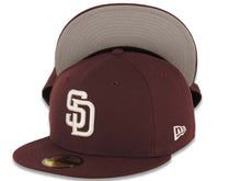 Load image into Gallery viewer, San Diego Padres New Era MLB 59FIFTY 5950 Fitted Cap Hat Maroon Crown/Visor White Logo