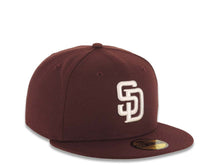 Load image into Gallery viewer, San Diego Padres New Era MLB 59FIFTY 5950 Fitted Cap Hat Maroon Crown/Visor White Logo