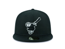 Load image into Gallery viewer, San Diego Padres New Era MLB 59Fifty 5950 Fitted Cap Hat Black Crown/Visor Black/White Swinging Friar Monk Logo