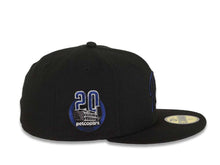 Load image into Gallery viewer, San Diego Padres New Era MLB 59FIFTY 5950 Fitted Cap Hat Black Crown/Visor Black/Dark Royal P Logo Petcopark 20 Year Side Patch Gray UV
