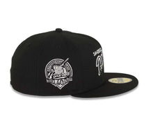 Load image into Gallery viewer, San Diego Padres New Era MLB 59FIFTY 5950 Fitted Cap Hat Black Crown/Visor Black/White Baseball Club Logo Petco Park 20 Years Side Patch Gray UV