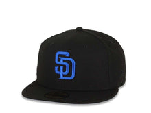 Load image into Gallery viewer, San Diego Padres New Era MLB 59FIFTY 5950 Fitted Cap Hat Black Crown/Visor Royal Blue Logo Petco Park 20 Years Side Patch Royal Blue UV