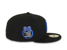 Load image into Gallery viewer, San Diego Padres New Era MLB 59FIFTY 5950 Fitted Cap Hat Black Crown/Visor Royal Blue Logo Petco Park 20 Years Side Patch Royal Blue UV