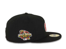 Load image into Gallery viewer, New York Yankees New Era MLB 59FIFTY 5950 Fitted Cap Hat Black Crown/Visor White/Red Apple Logo 2001 World Series Side Patch Gray UV