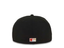 Load image into Gallery viewer, Los Angeles Dodgers New Era MLB 59FIFTY 5950 Fitted Cap Hat Black Crown/Visor White/Metallic Gold/Red Flame Logo 40th Anniversary Side Patch Gray UV