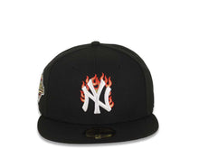 Load image into Gallery viewer, New York Yankees New Era MLB 59FIFTY 5950 Fitted Cap Hat Black Crown/Visor White/Metallic Gold/Red Flame Logo 1996 World Series Side Patch Gray UV