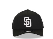 Load image into Gallery viewer, San Diego Padres New Era MLB 9FORTY 940 Adjustable A-Frame Tucker Mesh Cap Hat Black Crown/Visor White Logo Black UV
