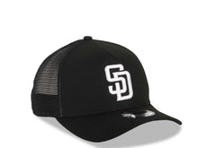 Load image into Gallery viewer, San Diego Padres New Era MLB 9FORTY 940 Adjustable A-Frame Tucker Mesh Cap Hat Black Crown/Visor White Logo Black UV