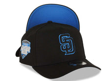 Load image into Gallery viewer, San Diego Padres New Era MLB 9FORTY 940 Adjustable A-Frame Cap Hat Black Crown/Visor Black/Cardinal Blue Logo 1992 All-Star Game Side Patch Blue UV