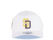 Load image into Gallery viewer, San Diego Padres New Era MLB 9FORTY 940 Adjustable A-Frame Cap Hat White Crown/Visor Yellow/Brown Logo Petco Park 20 Years Side Patch Yellow UV