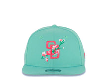 Load image into Gallery viewer, (Youth) San Diego Padres New Era MLB 9FIFTY 950 Kid Snapback Cap Hat Light Teal Crown/Visor Magenta with Rose Logo Gray UV (City Connect Color )