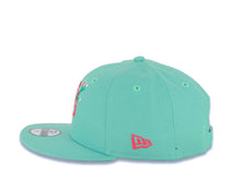 Load image into Gallery viewer, (Youth) San Diego Padres New Era MLB 9FIFTY 950 Kid Snapback Cap Hat Light Teal Crown/Visor Magenta with Rose Logo Gray UV (City Connect Color )