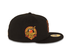 Load image into Gallery viewer, San Diego Padres New Era MLB 59FIFTY 5950 Fitted Cap Hat Black Crown/Visor Brown/Yellow/Orange Logo 40th Anniversary Side Patch Green UV