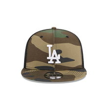 Load image into Gallery viewer, Los Angeles Dodgers New Era MLB 9FIFTY 950 Snapback Mesh/Trucker Cap Hat Camo Crown/Visor White Logo Gray UV