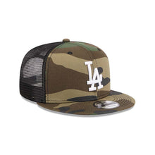 Load image into Gallery viewer, Los Angeles Dodgers New Era MLB 9FIFTY 950 Snapback Mesh/Trucker Cap Hat Camo Crown/Visor White Logo Gray UV