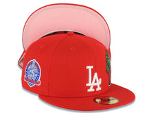 Load image into Gallery viewer, Los Angeles Dodgers New Era MLB 59FIFTY 5950 Fitted Cap Hat Red Crown/Visor White Logo With Palm Tree 60th Anniversary Side Patch Pink UV