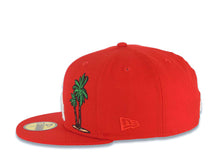 Load image into Gallery viewer, Los Angeles Dodgers New Era MLB 59FIFTY 5950 Fitted Cap Hat Red Crown/Visor White Logo With Palm Tree 60th Anniversary Side Patch Pink UV
