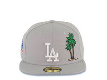 Load image into Gallery viewer, Los Angeles Dodgers New Era MLB 59FIFTY 5950 Fitted Cap Hat Gray Crown/Visor White Logo With Palm Tree 60th Anniversary Side Patch Sky Blue UV