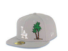 Load image into Gallery viewer, Los Angeles Dodgers New Era MLB 59FIFTY 5950 Fitted Cap Hat Gray Crown/Visor White Logo With Palm Tree 60th Anniversary Side Patch Sky Blue UV