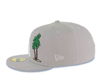 Load image into Gallery viewer, Los Angeles Dodgers New Era MLB 59FIFTY 5950 Fitted Cap Hat Gray Crown/Visor White Logo With Palm Tree 60th Anniversary Side Patch Sky Blue UV