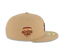 Load image into Gallery viewer, San Diego Padres New Era MLB 59FIFTY 5950 Fitted Cap Hat Khaki Crown/Visor Black Fire/Flame Logo 1992 All-Star Game Side Patch Gray UV