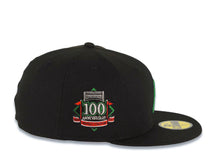 Load image into Gallery viewer, New York Yankees New Era MLB 59FIFTY 5950 Fitted Cap Hat Black Crown/Visor Green/White/Red Logo 100th Anniversary Side Patch
