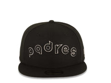 Load image into Gallery viewer, San Diego Padres New Era MLB 59FIFTY 5950 Fitted Cap Hat Black Crown/Visor Black/White Script/Text Logo Gray UV
