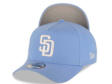Load image into Gallery viewer, San Diego Padres New Era MLB 9FORTY 940 A-Frame Adjustable Cap Hat Sky Blue Crown/Visor White Logo Gray UV
