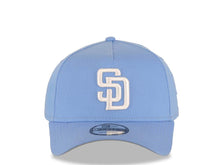 Load image into Gallery viewer, San Diego Padres New Era MLB 9FORTY 940 A-Frame Adjustable Cap Hat Sky Blue Crown/Visor White Logo Gray UV