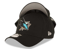 Load image into Gallery viewer, San Jose Sharks New Era NHL 9FORTY 940 Adjustable A-Frame Cap Hat Black Crown/Visor Team Color Logo Gray UV