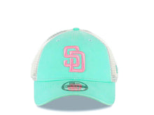 Load image into Gallery viewer, (City Connect) San Diego Padres New Era MLB 9FORTY 940 Adjsutable Mesh/Trucker Cap Hat Teal/Gray Mesh Crown/Visor Magenta Logo