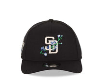 Load image into Gallery viewer, San Diego Padres New Era MLB 9FORTY 940 Adjustable A-Frame Cap Hat Navy Blue Crown/Visor White/Sky Blue With Rose Logo 1998 World Series Side Patch Gray UV