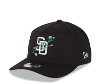 Load image into Gallery viewer, San Diego Padres New Era MLB 9FORTY 940 Adjustable A-Frame Cap Hat Navy Blue Crown/Visor White/Sky Blue With Rose Logo 1998 World Series Side Patch Gray UV