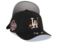Load image into Gallery viewer, Los Angeles Dodgers New Era MLB 9FORTY 940 Adjustable A-Frame Cap Hat Black Crown/Visor White/Red With Rose Logo Stadium Side Patch Gray UV