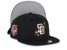 Load image into Gallery viewer, San Diego Padres New Era MLB 59FIFTY 5950 Fitted Cap Hat Black Crown/Visor White/Red With Rose Logo 40th Anniversary Side Patch Gray UV