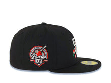 Load image into Gallery viewer, San Diego Padres New Era MLB 59FIFTY 5950 Fitted Cap Hat Black Crown/Visor White/Red With Rose Logo 40th Anniversary Side Patch Gray UV