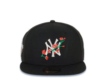 Load image into Gallery viewer, New York Yankees New Era MLB 59FIFTY 5950 Fitted Cap Hat Black Crown/Visor White/Red With Rose Logo 1998 World Series Side Patch Gray UV