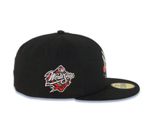 Load image into Gallery viewer, New York Yankees New Era MLB 59FIFTY 5950 Fitted Cap Hat Black Crown/Visor White/Red With Rose Logo 1998 World Series Side Patch Gray UV