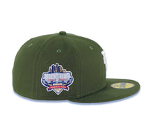 Load image into Gallery viewer, Los Angeles Dodgers New Era MLB 59FIFTY 5950 Fitted Cap Hat Olive Green Crown/Visor White Upside Down Logo 40th Anniversary Stadium Side Patch Gray UV