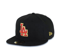 Load image into Gallery viewer, Los Angeles Dodgers New Era MLB 59FIFTY 5950 Fitted Cap Hat Black Crown/Visor Metallic Red/White/Gold Logo 17 Shohei Ohtani Side Patch Red UV