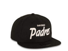 Load image into Gallery viewer, San Diego Padres New Era MLB 9FIFTY 950 Snapback Cap Hat Black Crown/Visor White Text/Script Logo Gray UV