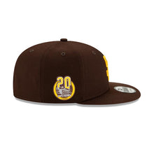Load image into Gallery viewer, San Diego Padres New Era MLB 9FIFTY 950 Snapback Cap Hat Brown Crown/Visor Yellow Logo 20th Anniversary Petco Park Side Patch
