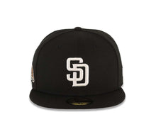 Load image into Gallery viewer, San Diego Padres New Era MLB 59FIFTY 5950 Fitted Cap Hat Black Crown/Visor White Logo California State Bear with Star Side Patch Gray UV
