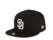 Load image into Gallery viewer, San Diego Padres New Era MLB 59FIFTY 5950 Fitted Cap Hat Black Crown/Visor White Logo California State Bear with Star Side Patch Gray UV