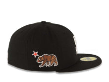 Load image into Gallery viewer, San Diego Padres New Era MLB 59FIFTY 5950 Fitted Cap Hat Black Crown/Visor White Logo California State Bear with Star Side Patch Gray UV