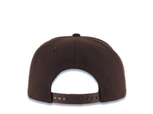 Load image into Gallery viewer, San Diego Padres New Era MLB 9FIFTY 950 Snapback Cap Hat Brown Crown/Visor Yellow/Orange Text/Script Logo Green UV