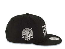 Load image into Gallery viewer, San Diego Padres New Era MLB 9FIFTY 950 Snapback Cap Hat Black Crown/Visor Black/White Script/Text Logo 40th Anniversary Side Patch Gray UV