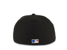 Load image into Gallery viewer, San Diego Padres New Era MLB 59FIFTY 5950 Fitted Cap Hat Black Crown/Visor White/Metallic Gray Script/Text Logo 40th Anniversary Side Patch Gray UV